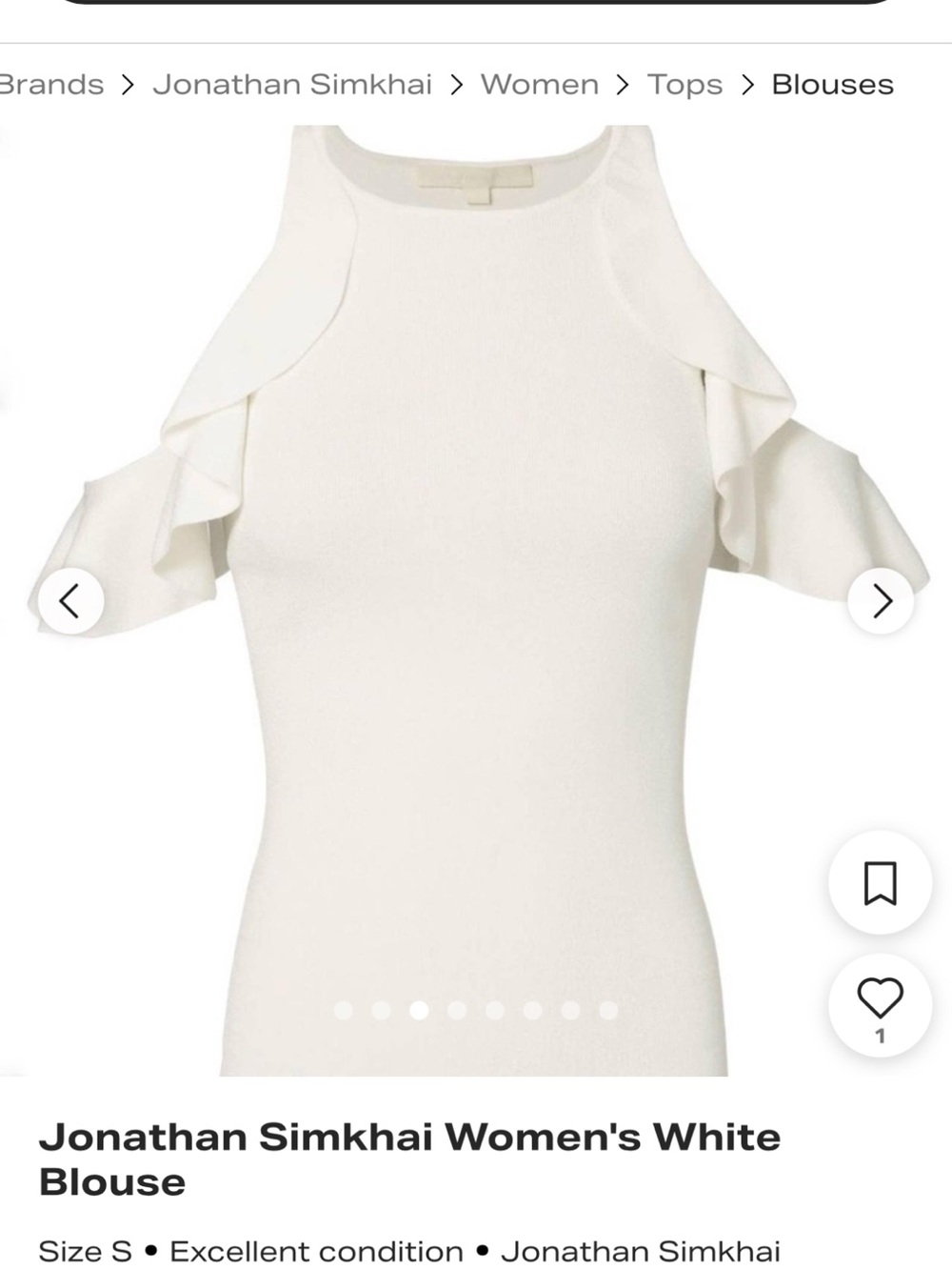 Jonathon Simkhai White Cold-Shoulder Ruffle Shell Top - Picture 3 of 5